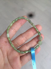Load image into Gallery viewer, 100% natural green/white Icy watery type A jadeite jade olive+ancient Chinese coin/four-leaf clover bead bracelet  AS32
