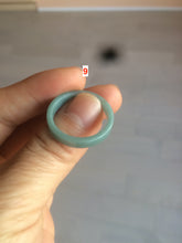 Load image into Gallery viewer, Size 10 1/4 100% natural type A icy watery light green/blue/gray Guatemala jadeite jade band ring AF53
