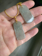 Load image into Gallery viewer, 100% natural icy watery light green/clear jadeite jade safe and sound couple pendant pair E34

