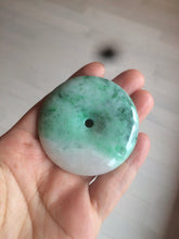 Load image into Gallery viewer, 100% Natural sunny green/pink/purple tropical beach jadeite Jade Safety Guardian Button(donut) Pendant/worry stone X123
