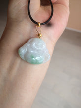 Load image into Gallery viewer, Certified 100% Natural sunny green/white/light purple happy buddha jadeite Jade pendant necklace X110-3-7354
