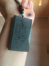 Load image into Gallery viewer, 100% natural dark green/black nephrite jade (青玉) tiger safe and sound pendant J120
