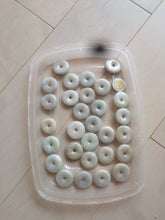 Load image into Gallery viewer, 24-25mm Type A 100% Natural light green/white Jadeite Jade Safety Guardian Button donut Pendant group AJ52 (Add-on items)
