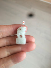 Load image into Gallery viewer, 100% Natural light green/blue/yellow/white Jadeite Jade 3D little PiXiu Seal/desk decor U120
