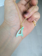 Load image into Gallery viewer, 100% natural icy watery sunny/purple jadeite jade Initial letter A pendant necklace Y124
