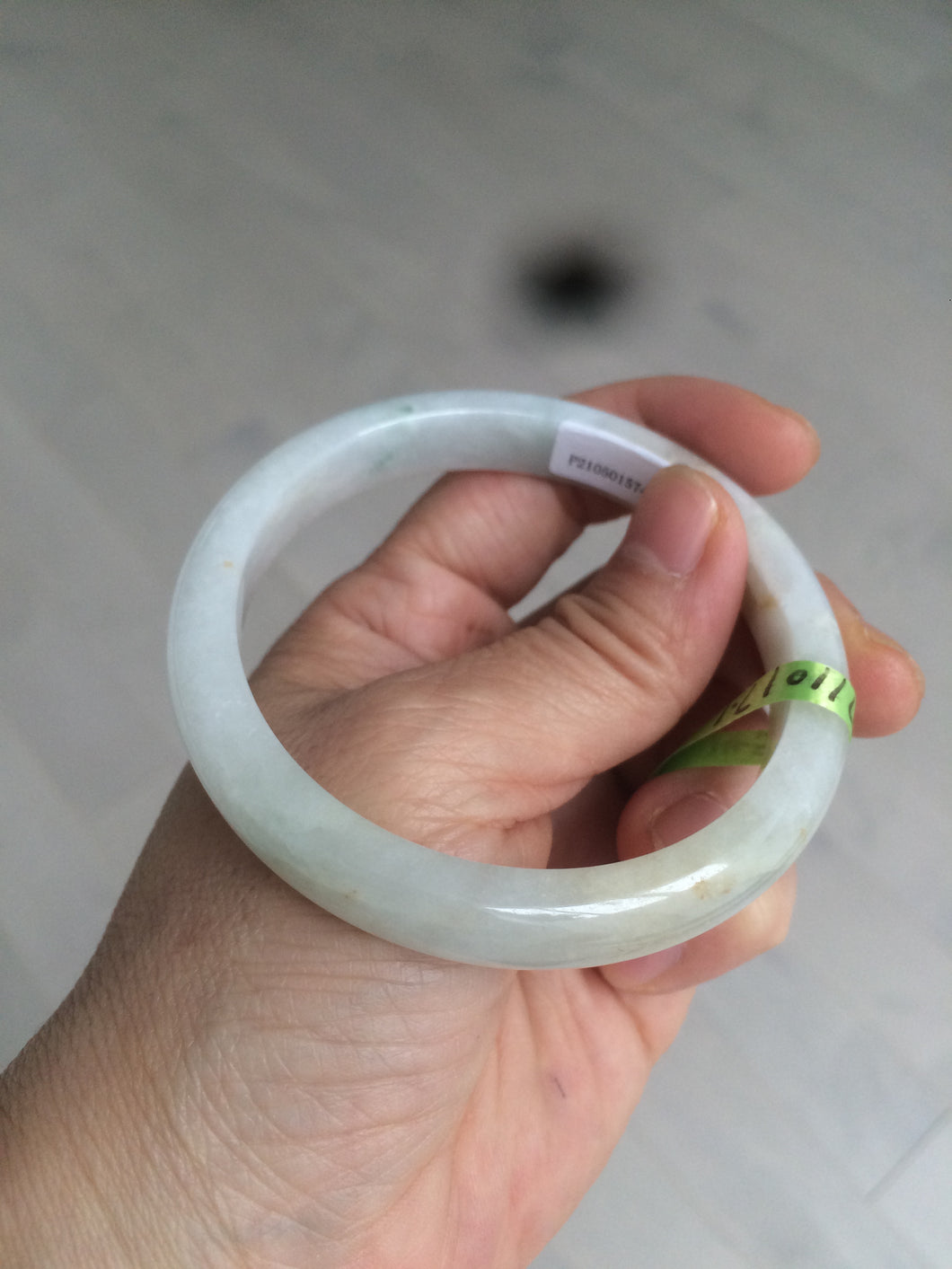57mm certificated type A 100% Natural light green yellow Jadeite Jade bangle AD84-5745