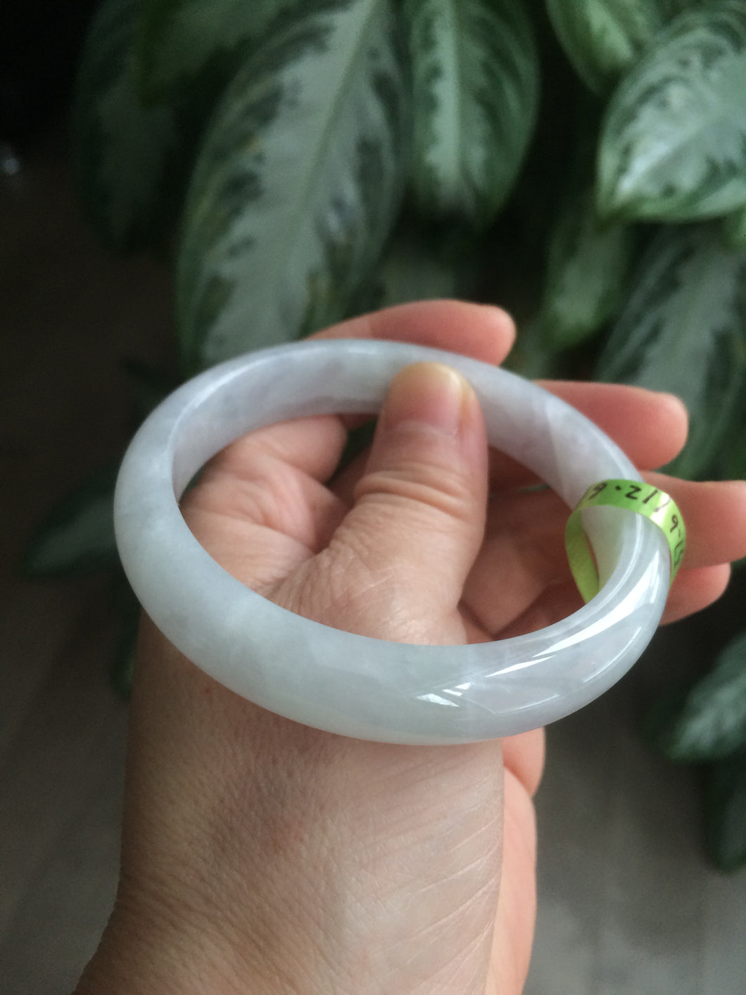 57.1mm certified 100% natural icy green/white jadeite jade bangle AH30-5700