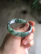 Load image into Gallery viewer, 52mm Certified  Type A 100% Natural dark green floating flowers Jadeite Jade bangle E1-1526
