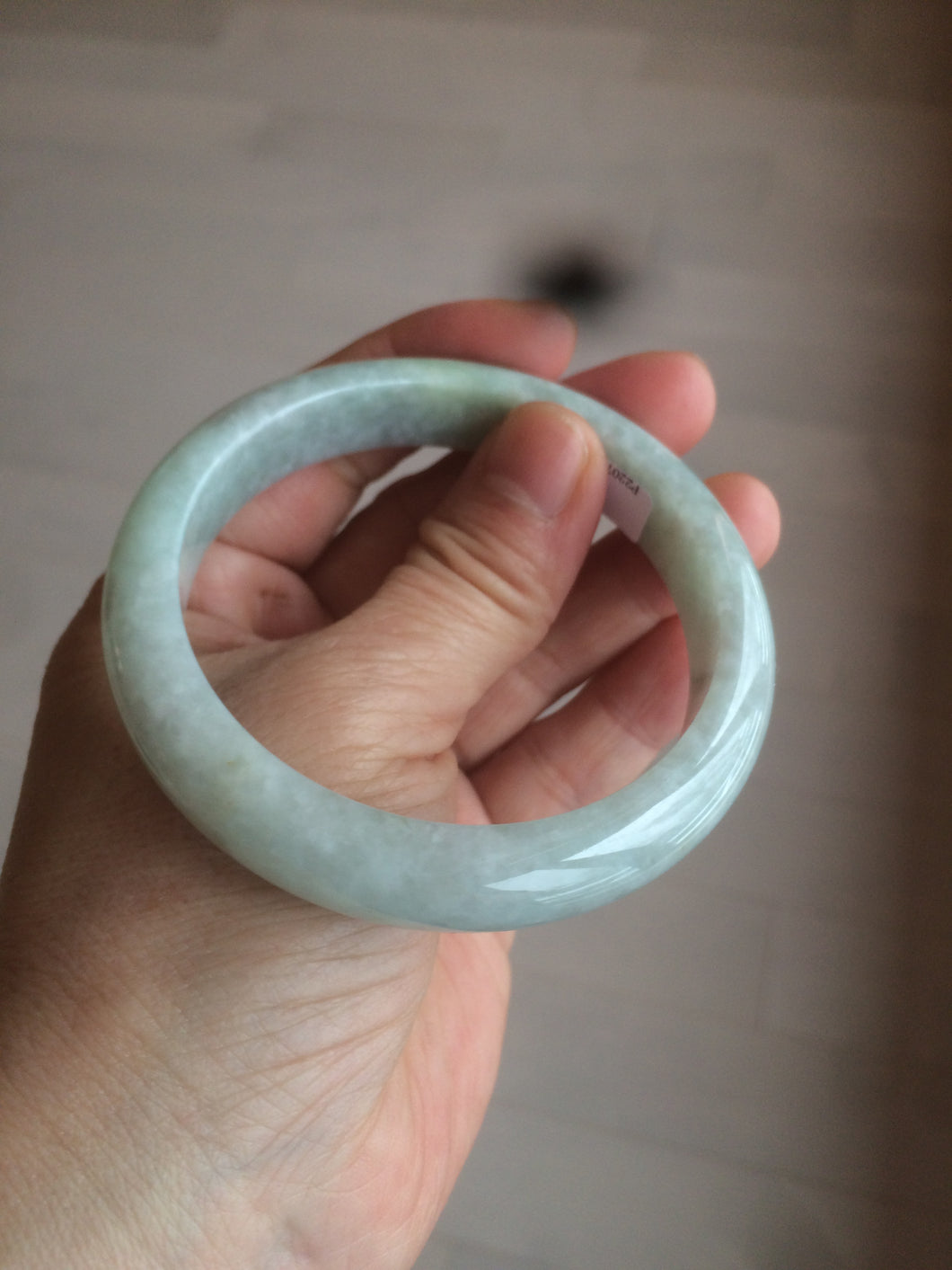 56.7mm certified 100% natural type A light green/orange jadeite jade bangle C48-9781