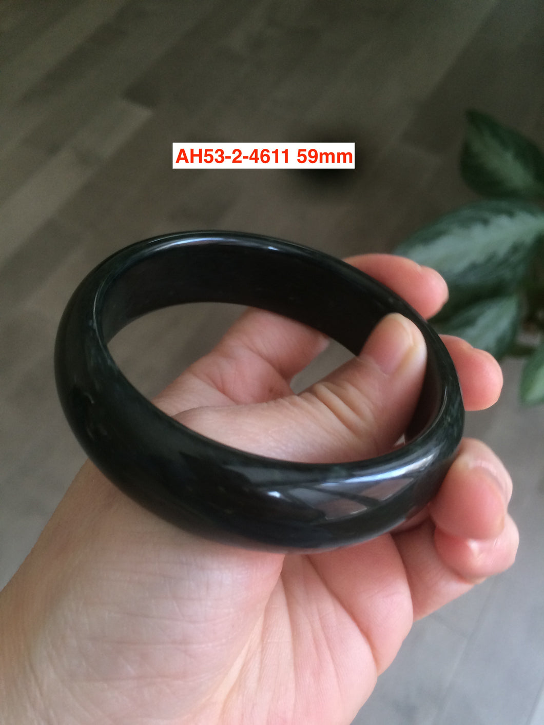 52-56mm certified 100% Natural dark green/black nephrite Jade bangle group AH53