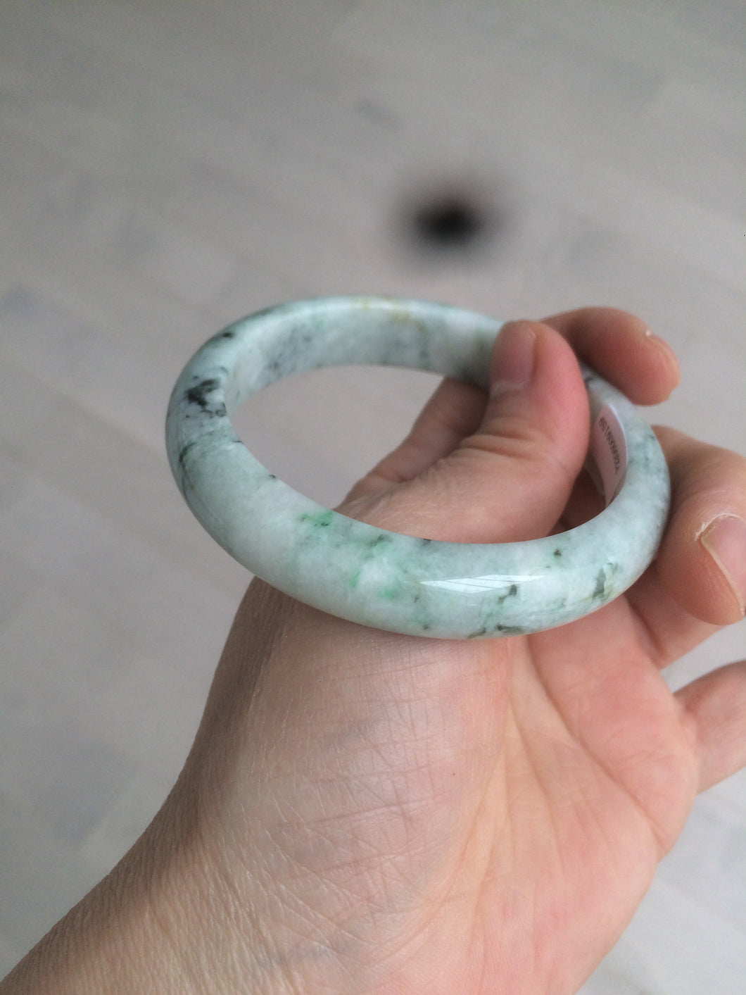55mm Certified type A 100% Natural green/white (windflowers, 小碎花) Jadeite Jade bangle AM69-9159