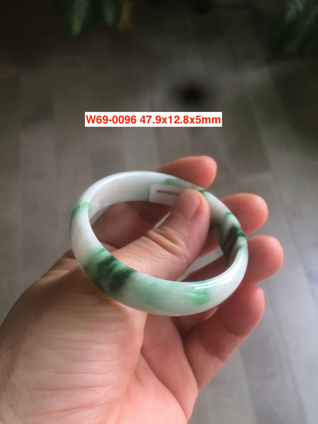 46-48mm certified Type A 100% Natural sunny green/white kids Jadeite Jade bangle Group W69-0096