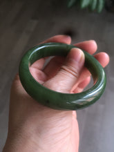 Load image into Gallery viewer, 51.7mm 100% Natural dark green/black nephrite Jade (碧玉) bangle HF33-0766
