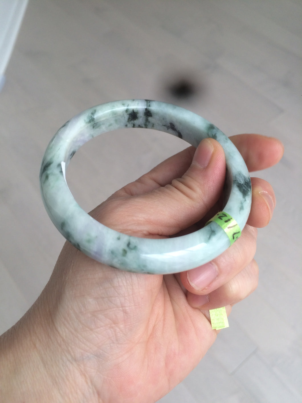 58.2mm certified type A 100% Natural green/white/purple Jadeite Jade bangle Z97-6205