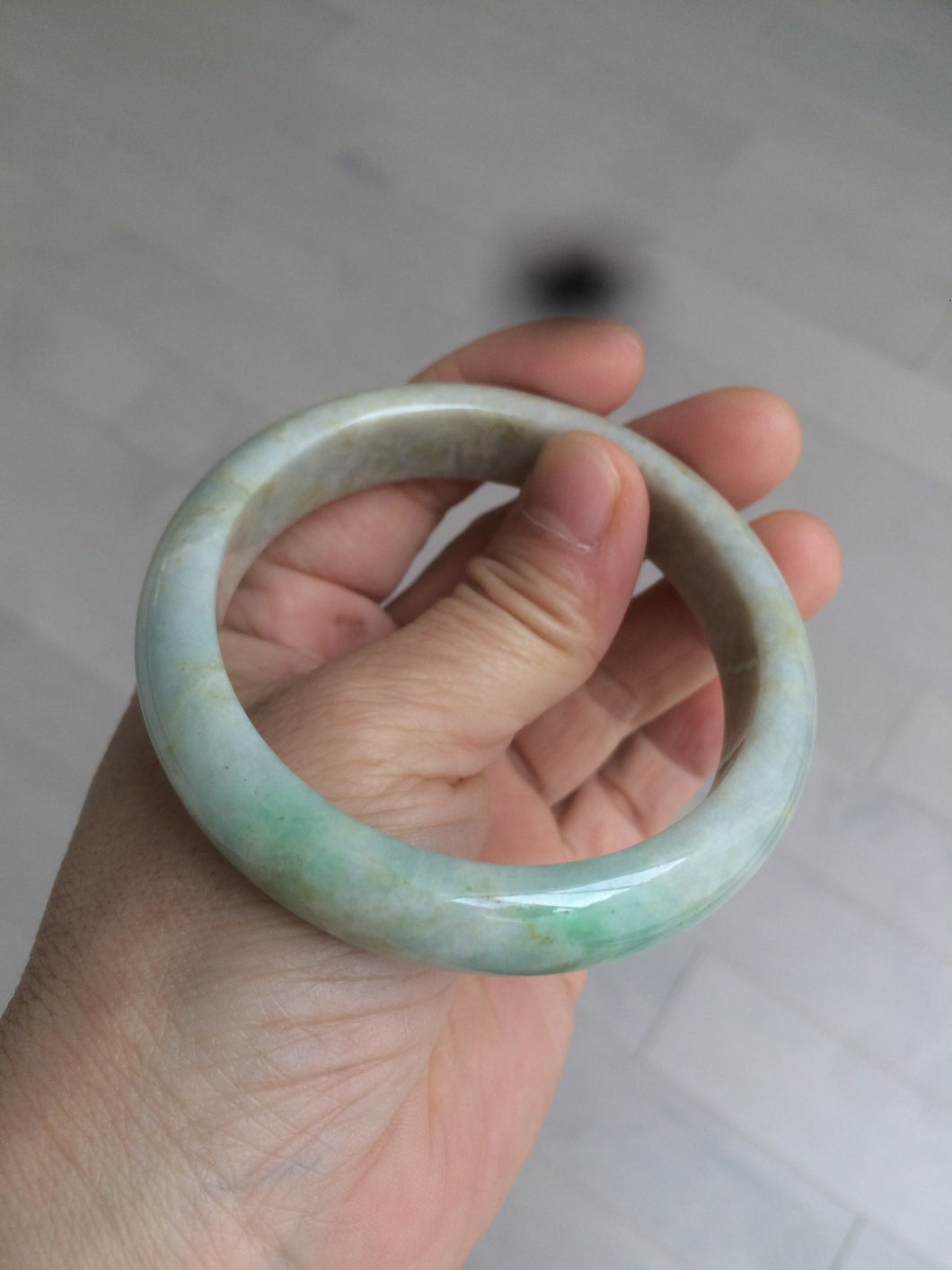 56.6mm Certified Type A 100% Natural sunny green brown Jadeite Jade bangle AB61-2770