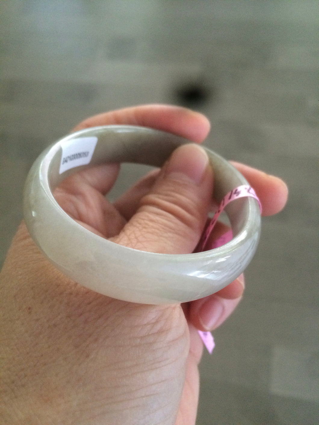 50.5mm Certified Type A 100% Natural icy gary/green/brown oval Jadeite Jade bangle Z57-5353