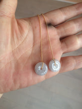 Load image into Gallery viewer, 100% Natural icy watery white/black (冰乌鸡) safety guardian donut dangling jadeite Jade earring D81
