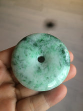 Load image into Gallery viewer, 100% Natural sunny green/pink/purple tropical beach jadeite Jade Safety Guardian Button(donut) Pendant/worry stone X123
