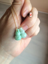 Load image into Gallery viewer, 100% Natural sunny green gourd dangling jadeite Jade earring AT74
