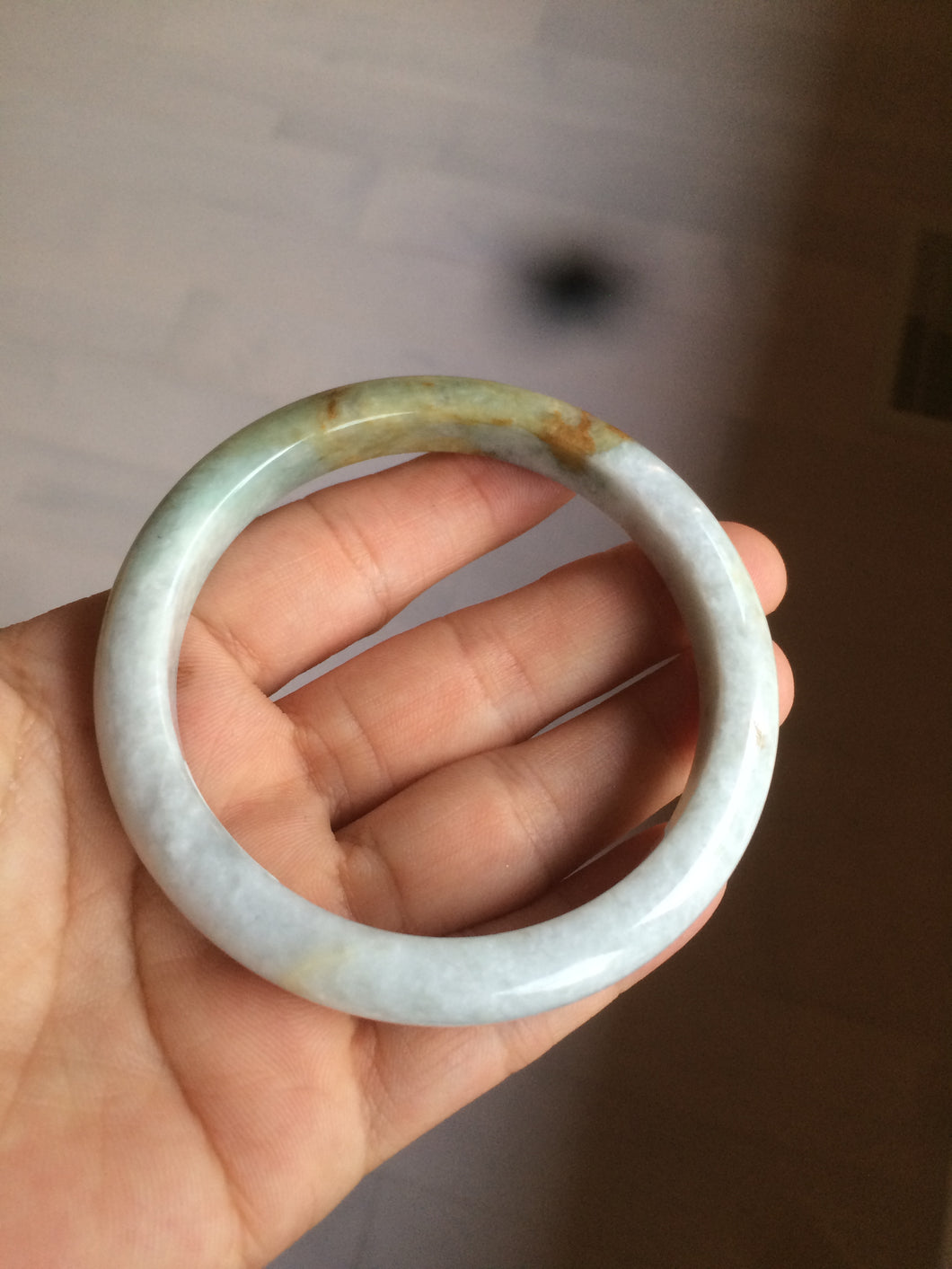 59mm Certified Type A 100% Natural white/yellow/green Jadeite Jade bangle D59-0575