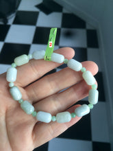 Load image into Gallery viewer, 100% natural green/white type A jadeite jade Capsule bead bracelet AE-bracelet
