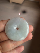 Load image into Gallery viewer, 40.5-51mm Type A 100% Natural light green Jadeite Jade Safety Guardian Button donut Pendant/worry stone/car hanger group L103 (add on item)
