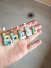 Load image into Gallery viewer, 100% Natural light green/blue/yellow/white Jadeite Jade 3D little PiXiu Seal/desk decor U120
