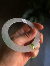 Load image into Gallery viewer, 55.8mm Certified Type A 100% Natural icy sunny green/white super thin style Jadeite bangle U59-0428
