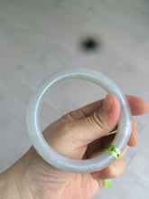 Load image into Gallery viewer, 58.5mm Certified Type A 100% Natural super icy gray/white nephrite Jade bangle HE39-2070
