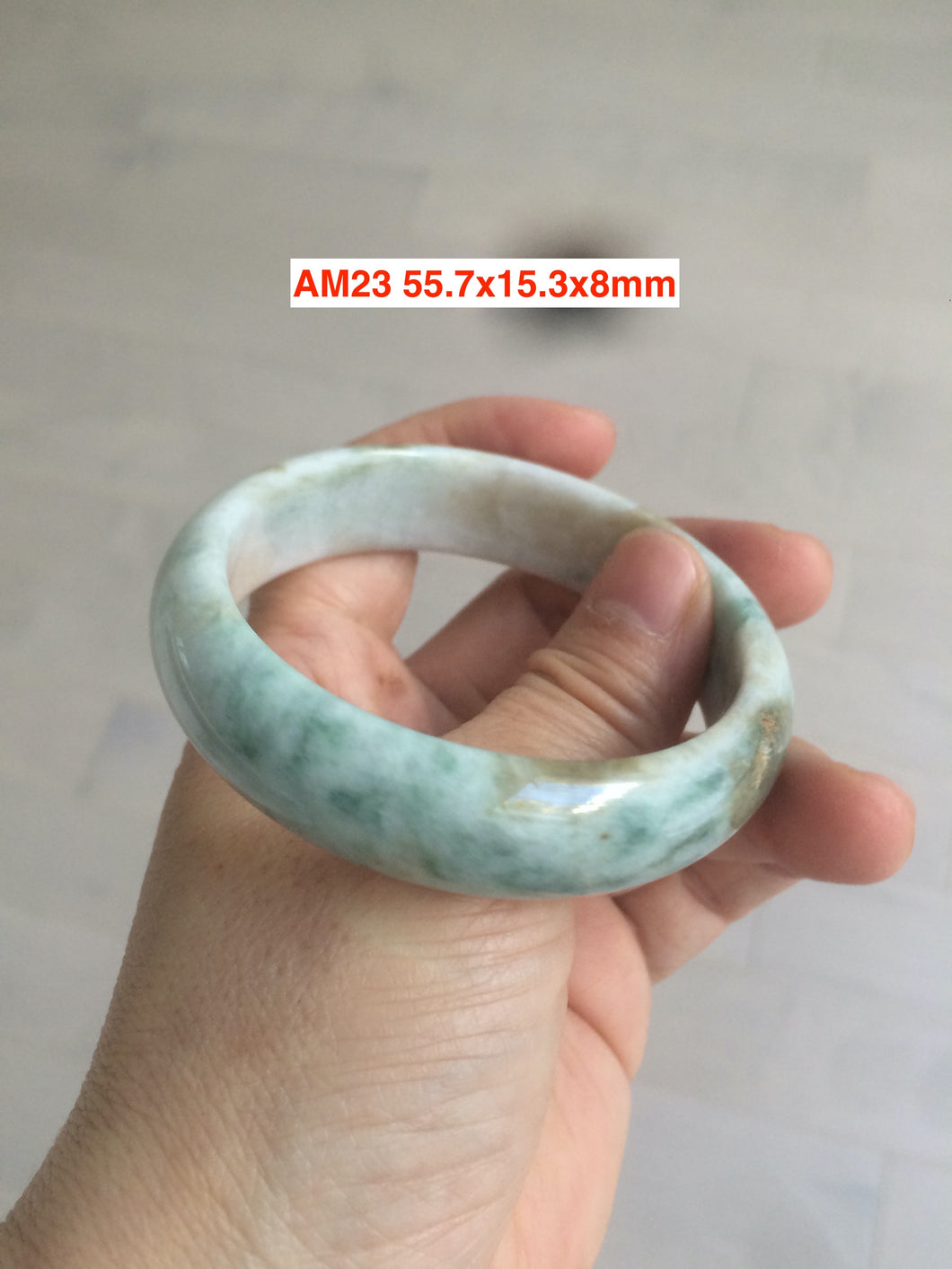 52-63mm certified Type A 100% Natural dark green/white/black Jadeite Jade bangle group with defects GL1