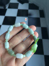 Load image into Gallery viewer, 100% natural green/white type A jadeite jade Capsule bead bracelet AE-bracelet
