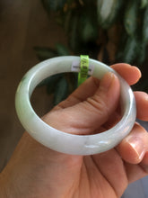 Load image into Gallery viewer, 54.6mm certified type A 100% Natural green/white Jadeite Jade bangle U61-4938
