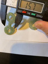 Load image into Gallery viewer, Sold  100% Natural watery safe and sound mom and daughter buckle dangling jadeite Jade earring AS2
