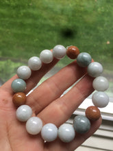 Load image into Gallery viewer, 10.5-11.5mm 100% natural type A colourful red/green/purple/white jadeite jade beads bracelet  S-B

