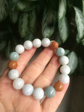 Load image into Gallery viewer, 10.5-11.5mm 100% natural type A colourful red/green/purple/white jadeite jade beads bracelet  S-B
