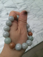 Load image into Gallery viewer, 10.5-11.5mm 100% natural type A colourful red/green/purple/white jadeite jade beads bracelet  S-B
