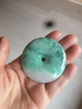 Load image into Gallery viewer, 100% Natural sunny green/pink/purple tropical beach jadeite Jade Safety Guardian Button(donut) Pendant/worry stone X123
