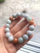 Load image into Gallery viewer, 10.5-11.5mm 100% natural type A colourful red/green/purple/white jadeite jade beads bracelet  S-B
