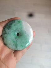 Load image into Gallery viewer, 100% Natural sunny green/pink/purple tropical beach jadeite Jade Safety Guardian Button(donut) Pendant/worry stone X123
