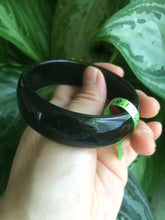 Load image into Gallery viewer, Sale! different size 100% Natural black/dark green serpentine Xiu jade(岫玉) bangle U22
