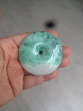 Load image into Gallery viewer, 100% Natural sunny green/pink/purple tropical beach jadeite Jade Safety Guardian Button(donut) Pendant/worry stone X123
