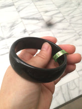 Load image into Gallery viewer, Sale! different size 100% Natural black/dark green serpentine Xiu jade(岫玉) bangle U22
