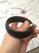 Load image into Gallery viewer, Sale! different size 100% Natural black/dark green serpentine Xiu jade(岫玉) bangle U22
