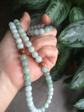 Load image into Gallery viewer, 7.8-8mm 100% Natural type A light green/red/white jadeite jade beads necklace SN-2
