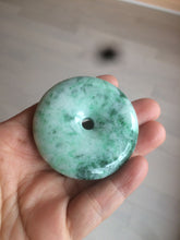 Load image into Gallery viewer, 100% Natural sunny green/pink/purple tropical beach jadeite Jade Safety Guardian Button(donut) Pendant/worry stone X123
