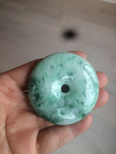 Load image into Gallery viewer, 100% Natural sunny green/pink/purple tropical beach jadeite Jade Safety Guardian Button(donut) Pendant/worry stone X123
