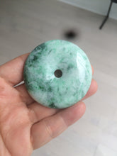 Load image into Gallery viewer, 100% Natural sunny green/pink/purple tropical beach jadeite Jade Safety Guardian Button(donut) Pendant/worry stone X123
