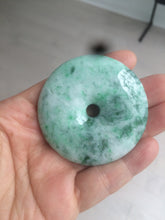 Load image into Gallery viewer, 100% Natural sunny green/pink/purple tropical beach jadeite Jade Safety Guardian Button(donut) Pendant/worry stone X123

