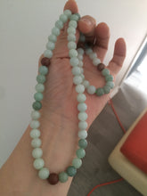 Load image into Gallery viewer, 7.8-8mm 100% Natural type A light green/red/white jadeite jade beads necklace SN-2
