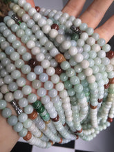 Load image into Gallery viewer, 7.8-8mm 100% Natural type A light green/red/white jadeite jade beads necklace SN-2
